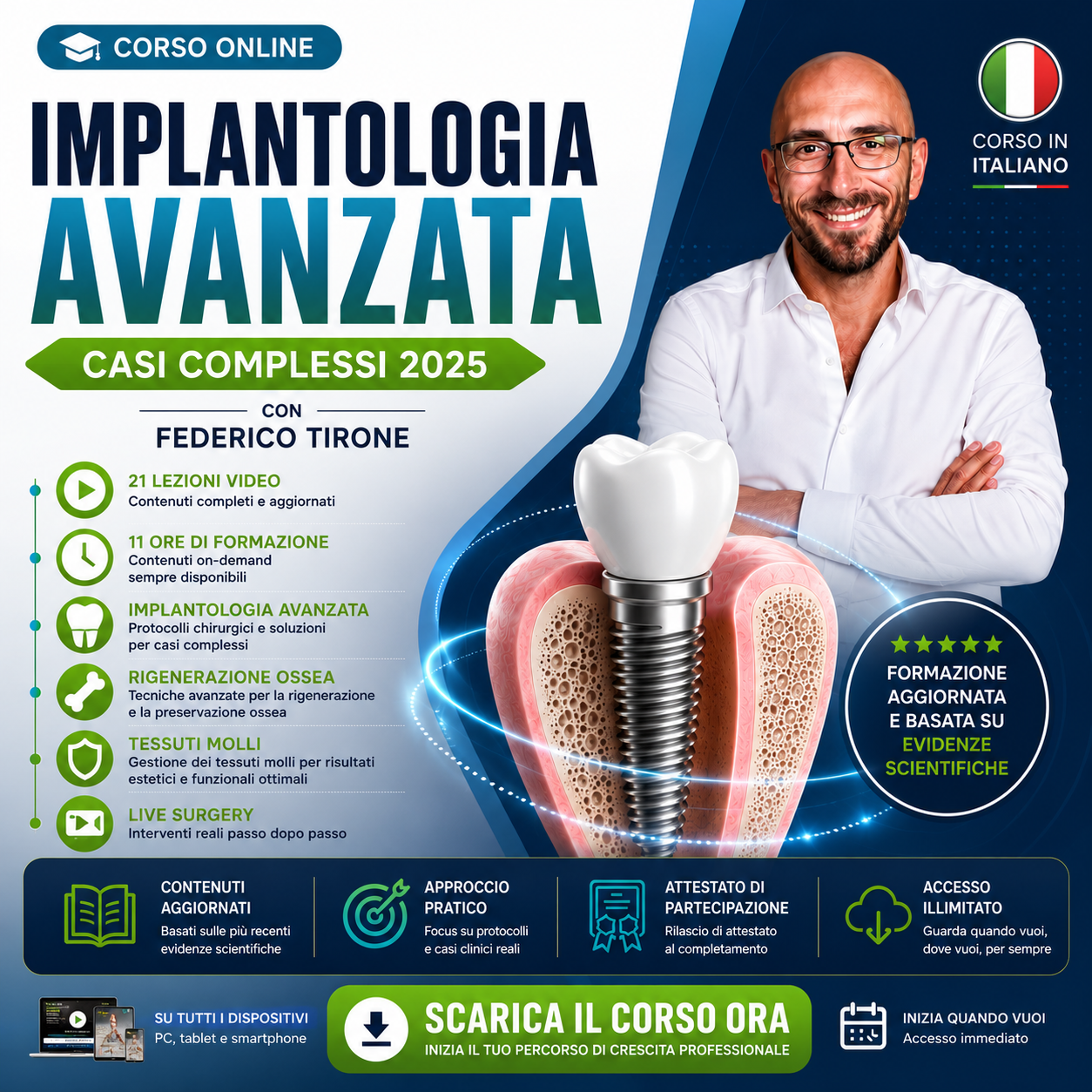 Implantologia Avanzata per il Trattamento dei Casi Complessi | Corso di Federico Tirone – Ottobre 2025